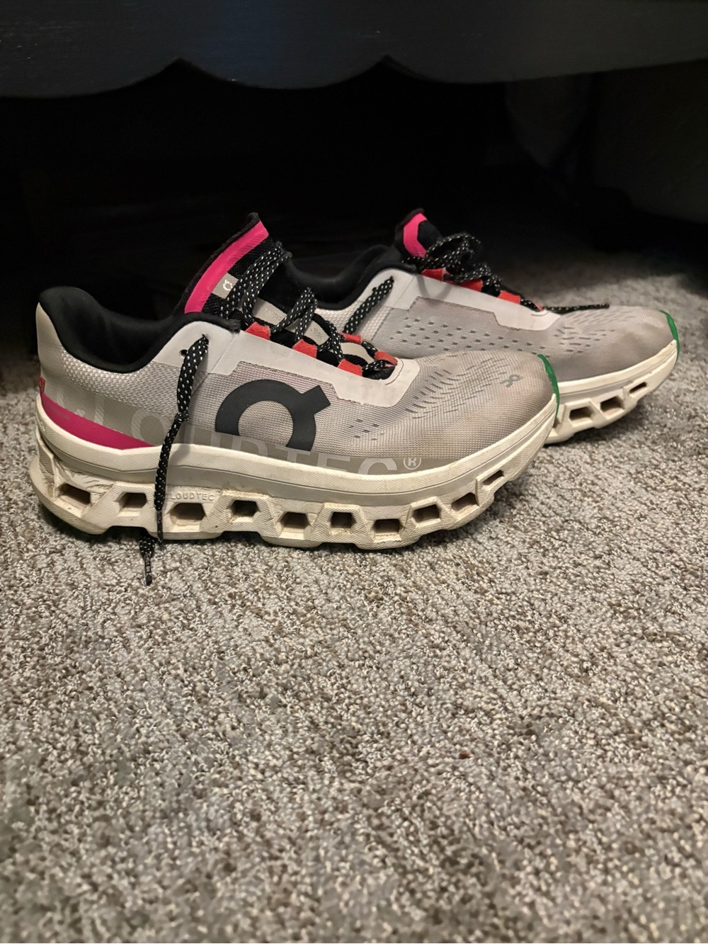 On Running Women’s Cloud-style Athletic Sneakers in Gray with Pink Accents